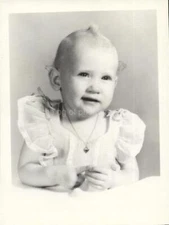 Found Photograph bw BABY GIRL Original TODDLER Portrait VINTAGE 15 31 K