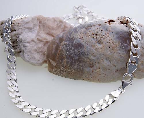 Chain Panzer flat Silver 925 7 mm 60 cm Necklace Sterling Chain Panzer flat Silver 925 7 mm 60 cm Necklace Sterling