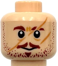 Lego New Light Nougat Minifigure Head Dual Sided Male Soul Patch Scars Teeth