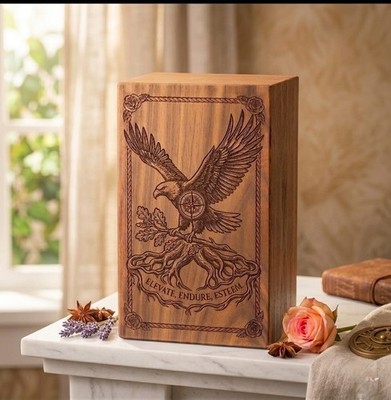 Personalized Eagle Compass Cremation Urn - Elevate Endure Esteem