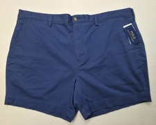 New Polo Ralph Lauren Shorts Mens 42 Blue Stretch Cotton Twill Flat Front