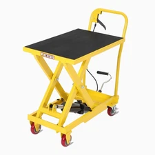 1100LB Hydraulic Lift Table Cart 35.4in Max Lifting Height Single Scissor Yellow