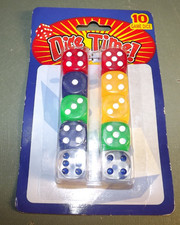 Vintage Package of 10 Multi-Colored Translucent Dice - NIP - Taiwan