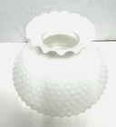 Vintage Hurricane Lamp Shade Hobnail Crimped Top Milk Glass Opaque White 10"