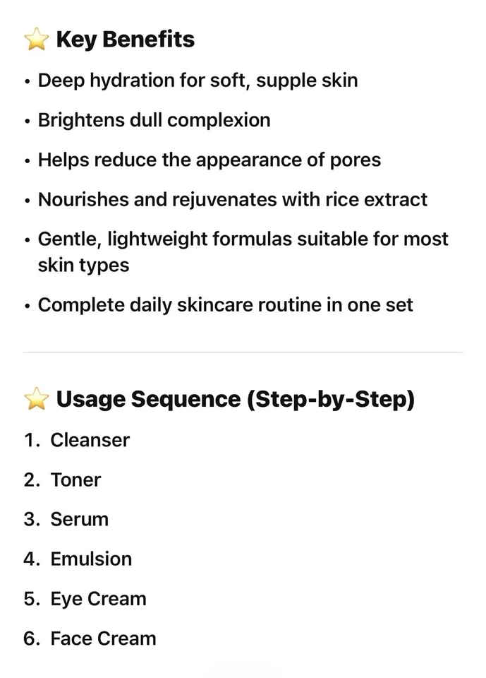 Nuevo juego de cuidado de la piel rejuvenecedor de pulpa cruda de arroz Bioaqua 6 piezas Antienvejecimiento Foto 4 de 4