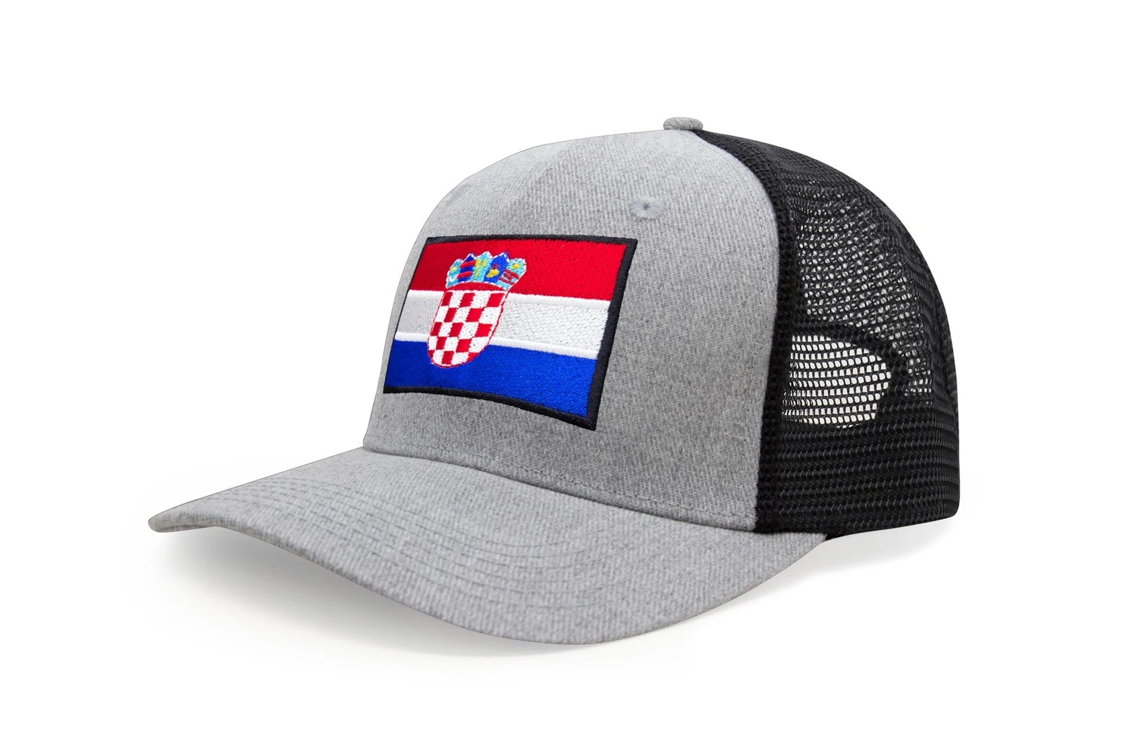 Country Hat, Adjustable Snapback Trucker Baseball Cap (Croatia, Grey Black)