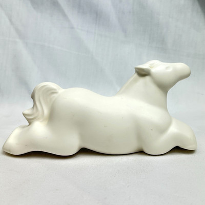 Vintage Japanese Zodiac Horse Figurine White Ceramic 1950s Eto Horse 6.5''