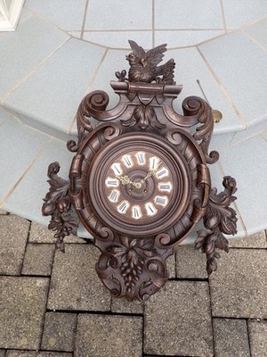 Tolle + seltene Wanduhr, Regulator französisch Gründerzeit Eiche massiv um 1880