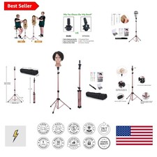 Multiuse Adjustable Wig Stand - Lightweight Tripod with T-Pins Clips Included