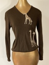 Vintage 1970s Brown Embroidered Giraffe Sweater