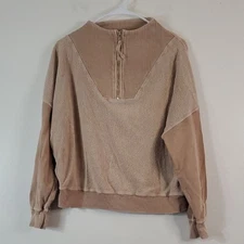 The Great The Trail Half Zip Sweater Size Small Multi-textured Tan Womens