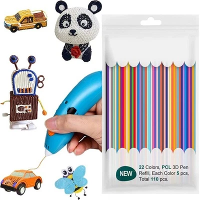 110pcs 2.5mm 22 Colors PCL Filament 3D Pen Filament Refills for 3Doodler Pen