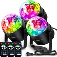 Disco Ball DJ Party Lights Sound Activated,7 Modes 3-Pack 