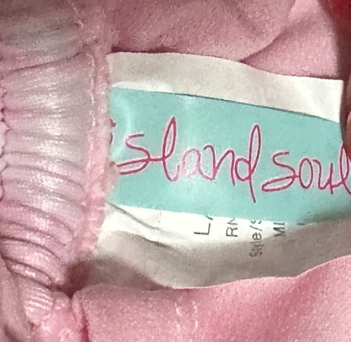Island Soul Women’s High Waist Two Piece Bikini Swimsuit Pink Blue Sz Large - Picture 3 of 4