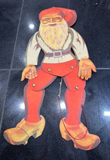 Antique Christmas Paper Santa Claus Denmark Original Jointed Torn Thumb