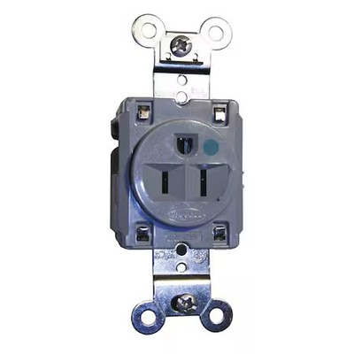 Hubbell Wiring Device-Kellems Hbl8210gy Straight Blade Receptacle, 5-15R, 15 A,