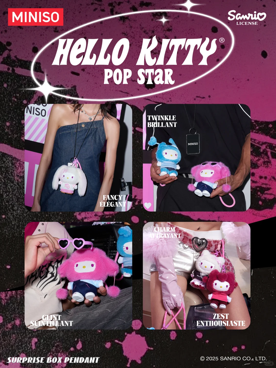 Miniso Hello Kitty Pop Star Series Plush Blind Box Figure Gift Toy