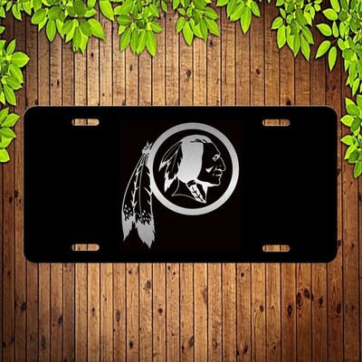 Laser etched Engraved Redskins on Brushed Aluminum License Plate Tag