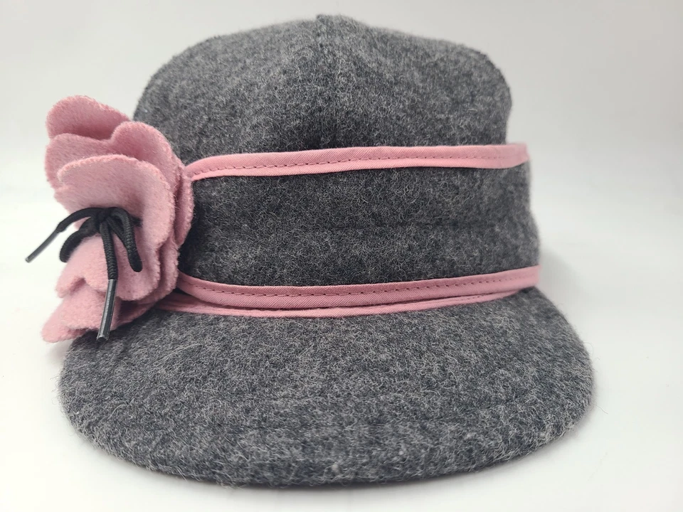 Mujeres Stormy Kromer Ajustado 7 Gorra Mezcla Lana Caza Nieve Hecho en EE. UU. Gris Rosa Foto 2 de 4