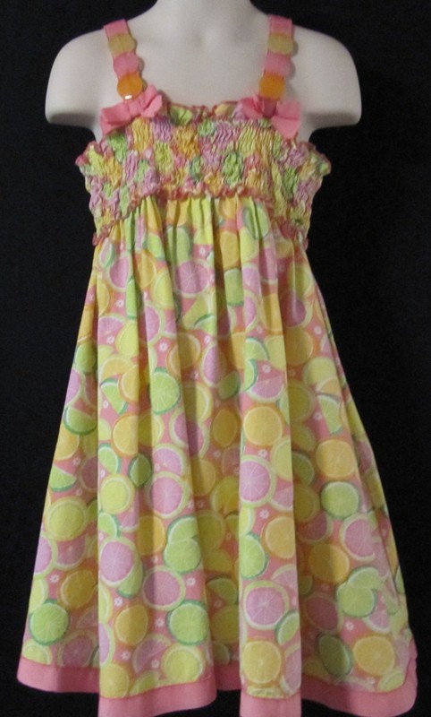 Bonnie Jean Sleeveless Pink Dress with Fruit Slices Size 6