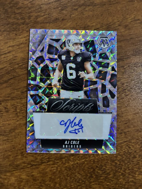 ✨2025 Panini Mosaic A.J. AJ Cole Silver Scripts Auto #SCR-AJC Raiders Punter