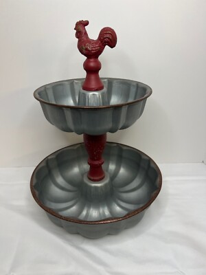 Iron Rooster 2 Tier Bundt Pan Kitchen Decor, Unique Find!!