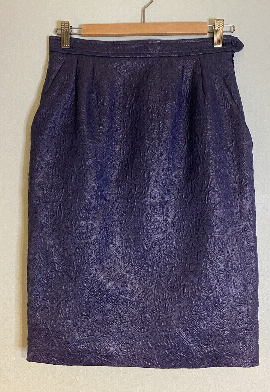 Gonna dritta vintage Yves Saint Laurent in rilievo blu taglia 40