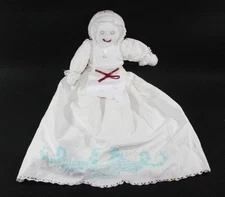 Vintage Cloth Pillowcase Doll Scalloped crochet Emroidery Rag Doll Primative 