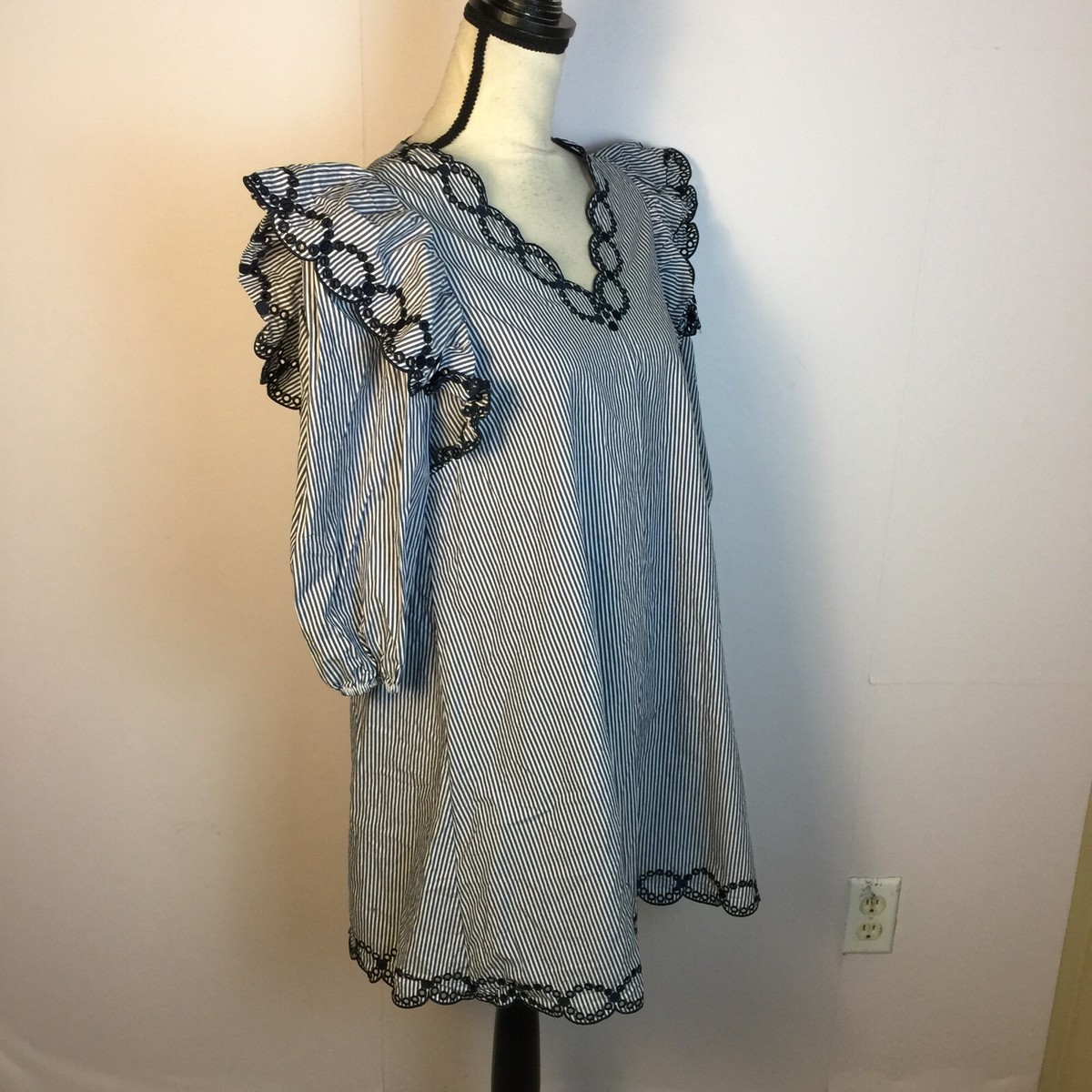 CLAUDIE PIERLOT PARIS Shift Dress Size 36 US 4 Blue White