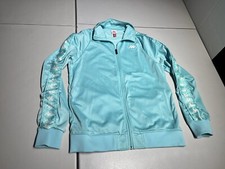 Kappa Jacket Women's Medium Teal Green Banda 222 Long Sleeve Track Coat Logo