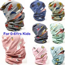 Cartoon Baby Kids Cotton Beanie Hat Cube Scarf Set Boys Girls Warm Skullies Cap