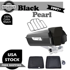 Advan Black Pearl Chopped Tour Pack Trunk Luggage Fits Harley Touring 1997+