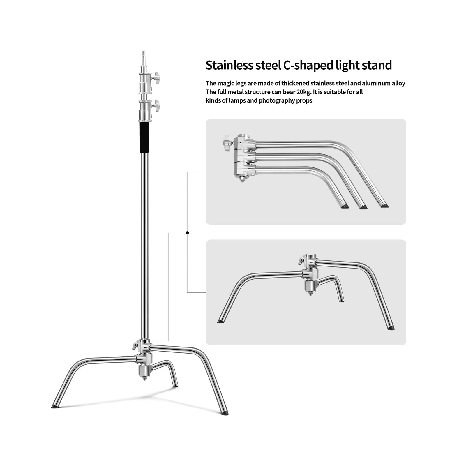 Soonpho 2 Packs Heavy Duty C-Stand Kit,Stainless Steel Photography Light Stan...