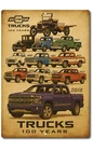 Truck History Sign 100 Years of Chevy Trucks Vintage Look  Bar Workshop Garage