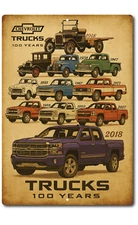 Truck History Sign 100 Years of Chevy Trucks Vintage Look  Bar Workshop Garage