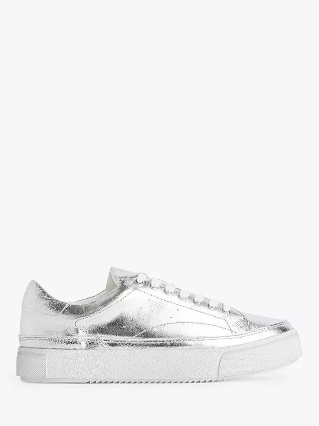 All Saints Silver Trainers Size 4 New eBay
