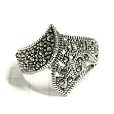  SIZE 6,7,8,9 MARCASITE Stones RING Filigree Detailing .925 STERLING SILVER