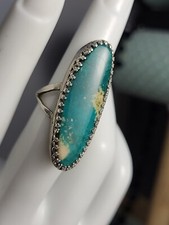 Silver southwestern style Ring With Green Stone Size 5