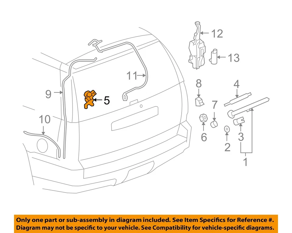 Motor limpiaparabrisas trasero de vidrio usado se adapta a: Chevrolet Tahoe 2011 grado A Foto 3 de 4