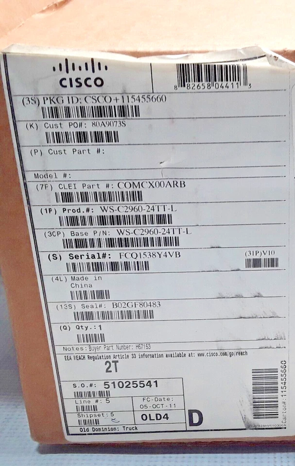 WS-C2960+24TC-L - CISCO CATALYST 2960 PORT FAST ETHERNET SWITCH - N.O.B - Image 2 of 4