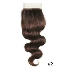 14INCH BRAZILIAN VIRGIN HUMAN HAIR COLOUR 2 LACE CLOSURE 4X4 SIZE BODY WAVE 12A