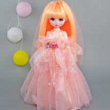 12" 30cm BJD Doll 1/6 Ball Jointed Girls SD Dolls Orange Hair Soft Wig Assembled