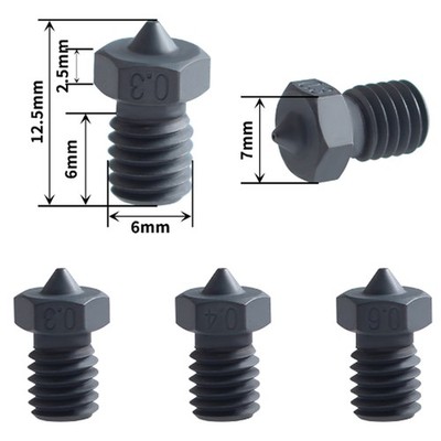 Für ENDER 3 PRUSA i3 MK3S+/VORON2.4 Drucker V6 Extruderdüse aus gehärtetem Stahl