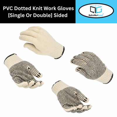 PVC Dotted Knit Work Gloves Cotton Polyester Blend Breathable Size Men Women