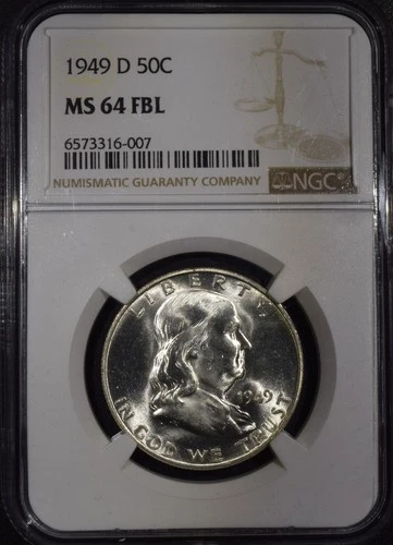 1949-D Franklin Half Dollar "NGC MS64 FBL"