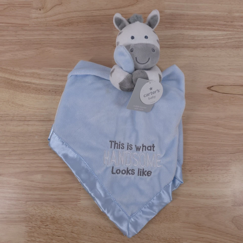 Carter's Zebra Lovey This Is What Handsome Looks Like Blue Baby Security Blanket - Image 2 of 4