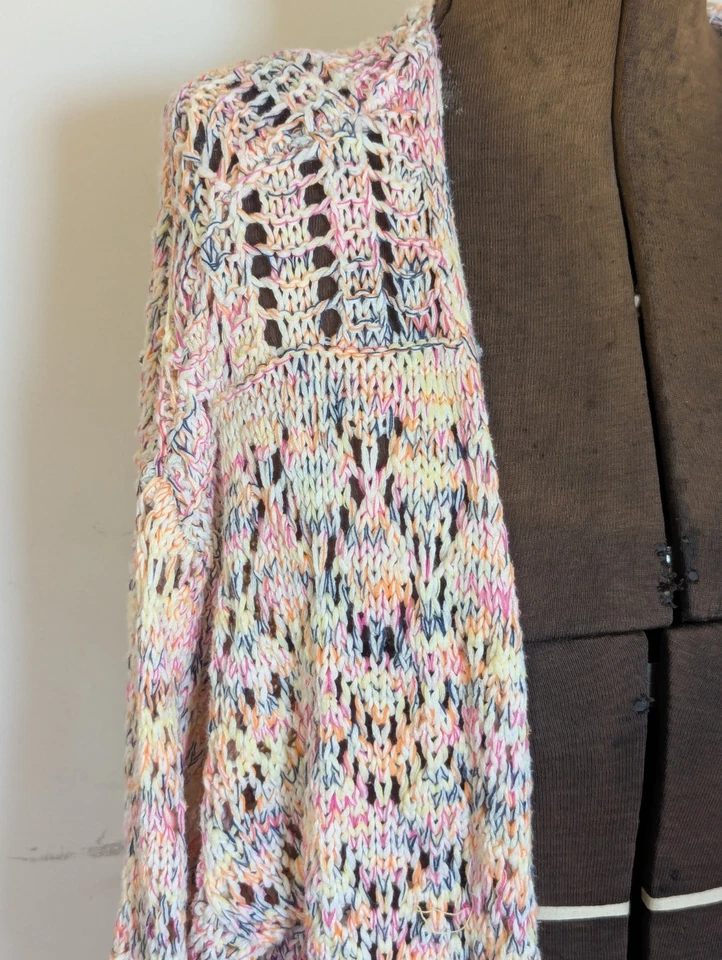 Cárdigan Bethany Mota Mujer Arco Iris Crochete Talla L Pastel Largo Boho Cottage Foto 2 de 4