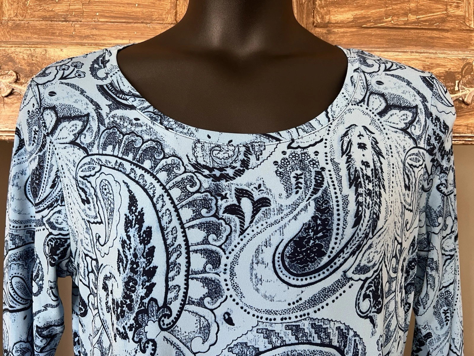 Abito Michael Kors blu paisley tubino con bottoni accenti maniche a 3 4 grande