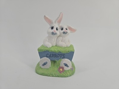 Vintage Easter Ceramic Bunnies In A Wagon Hand Painted AS IS READ 