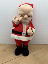 Vintage Felt  Fabric Santa Clause Doll Retro Christmas Deco 1940s-50s 8  Japan